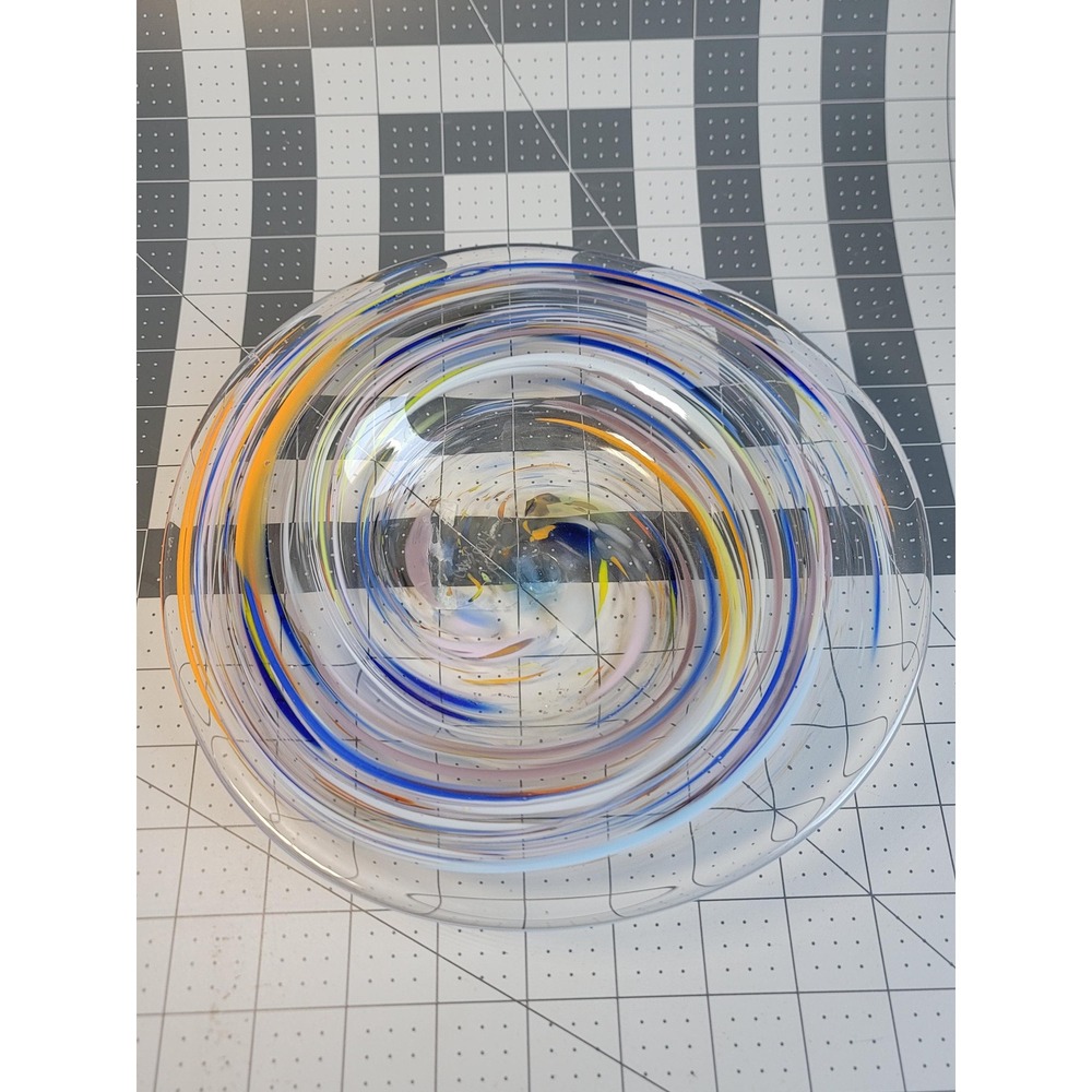 1992 Pete Hopkins Multicolor Art Glass Bowl Black Hills SD Glass Blowers Studio